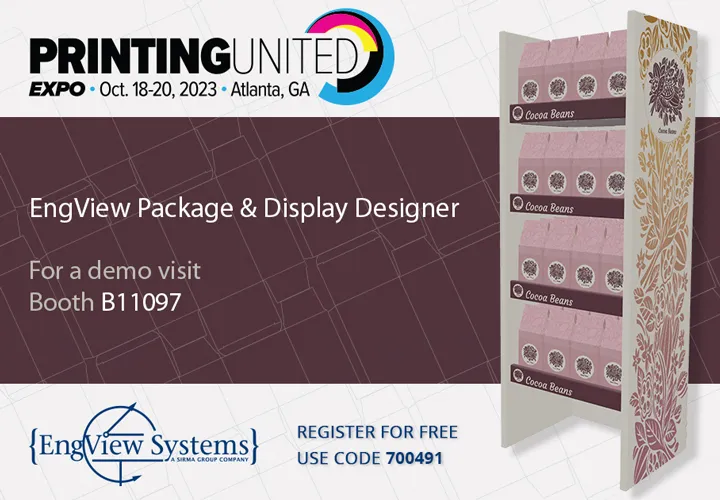 Junte-se à EngView na Printing United Expo 2023: Veja todas as novidades em software de design de embalagens