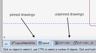 Working with drawings tabs