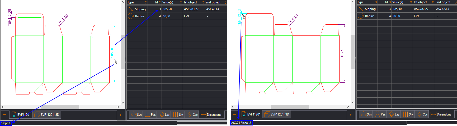 Extracting dimensions values