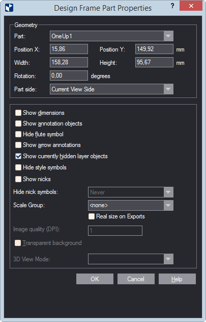 Edit Frame dialog