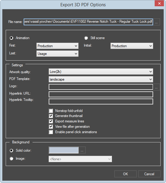 Export PDF Dialog Box