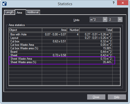 The Area tab