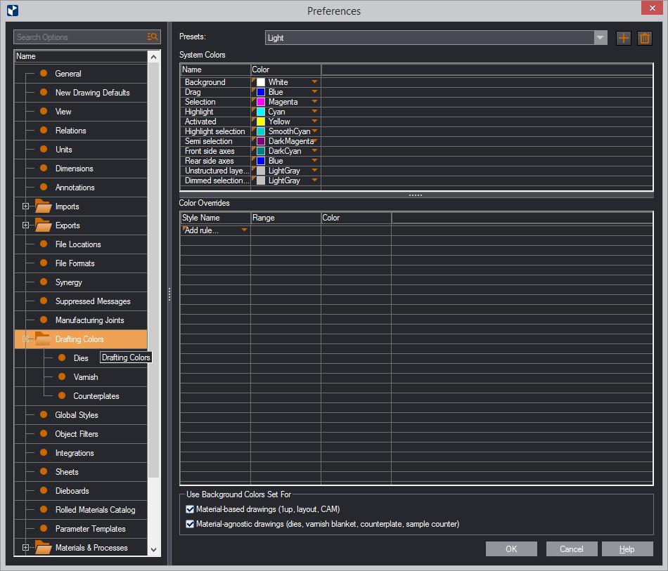 The Colors Dialog Box