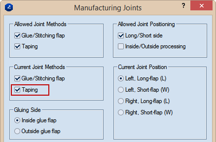 Taping flap