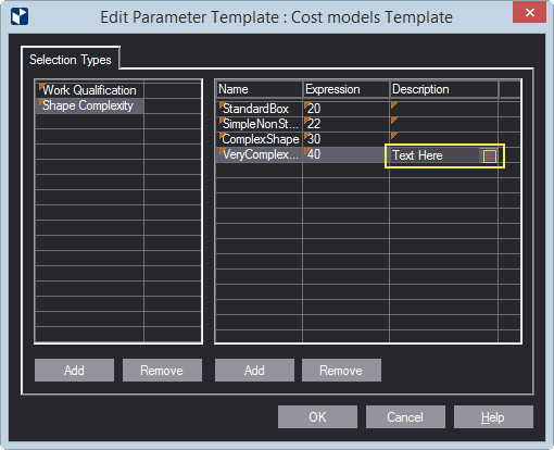 Multilanguage Cost Model Selection Type Entry