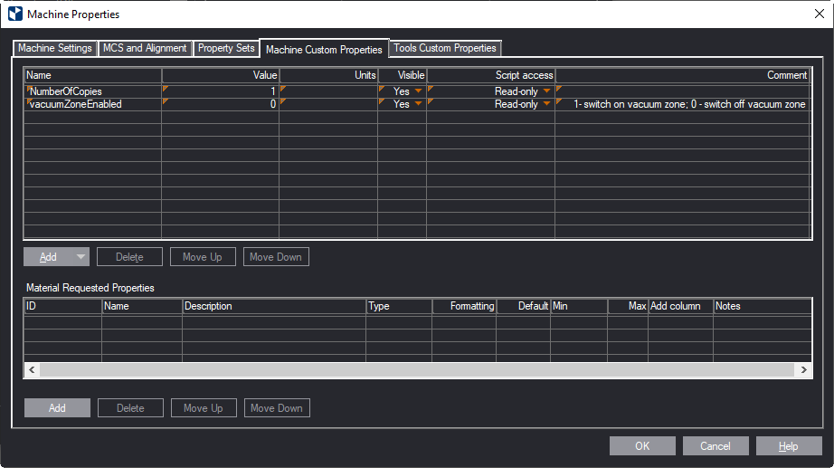 Custom Machine Properties