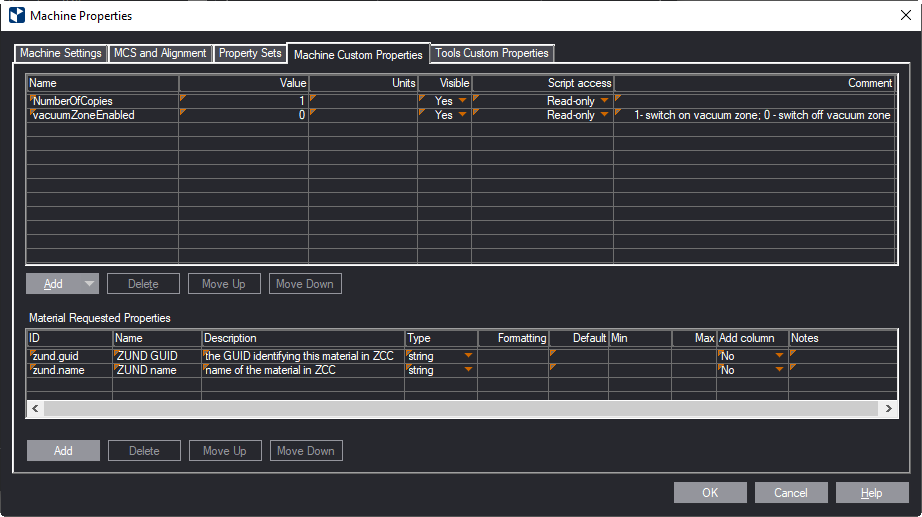 Custom Machine Properties
