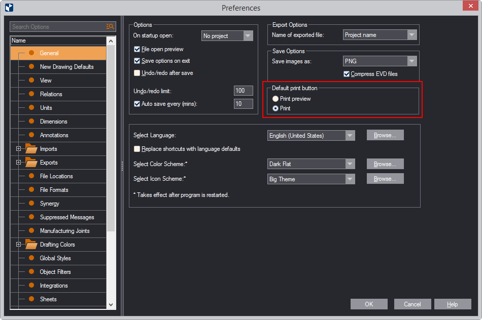 Preferences | Tools | General