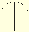 The line end at the middle point of the arc.