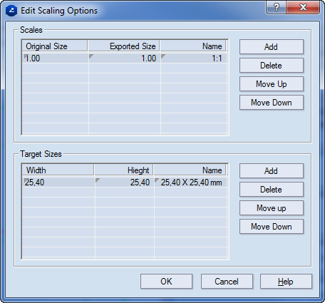 Scaling Options Dialog Box