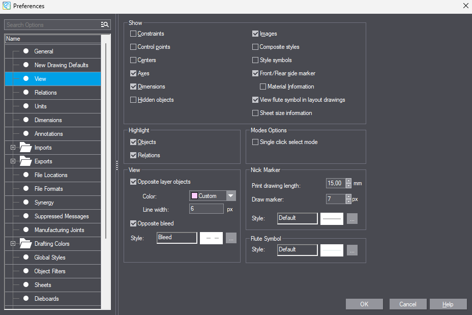 View Options