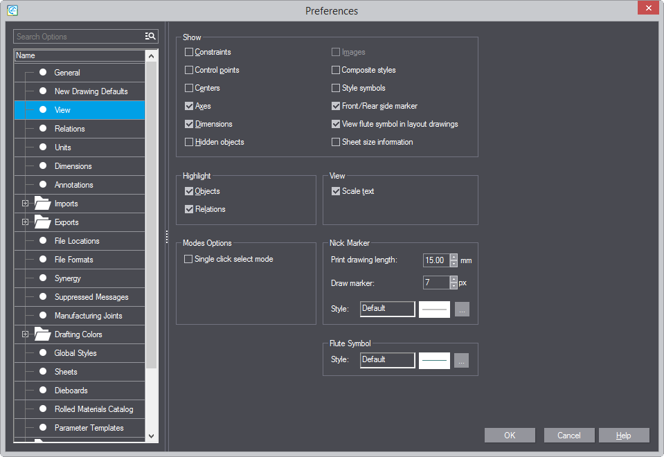 View Options