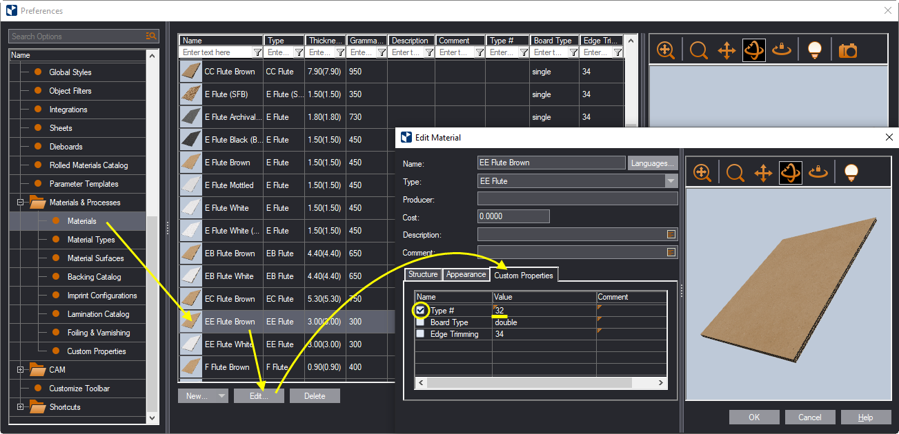Edit Properties Material